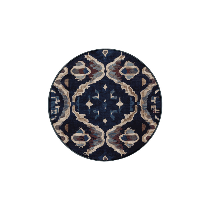 Tapis gris soyeux et moelleux, Rond 3 pi