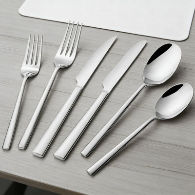 48-Piece Stainless Steel Flatware Set With Steak Knives, Service For 8, Premium Forged Silverware Set, Mirror Polished And Dishwasher Safe
