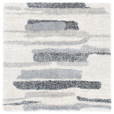 Odette Abstract Shag Gray/Ivory Area Rug