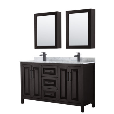Ensemble de meuble-lavabo double 60 "avec miroir Daria