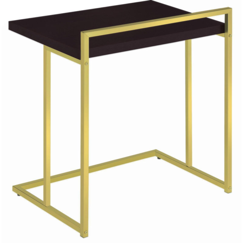 Rectangular Top Snack Table, Black Top/Gold Base
