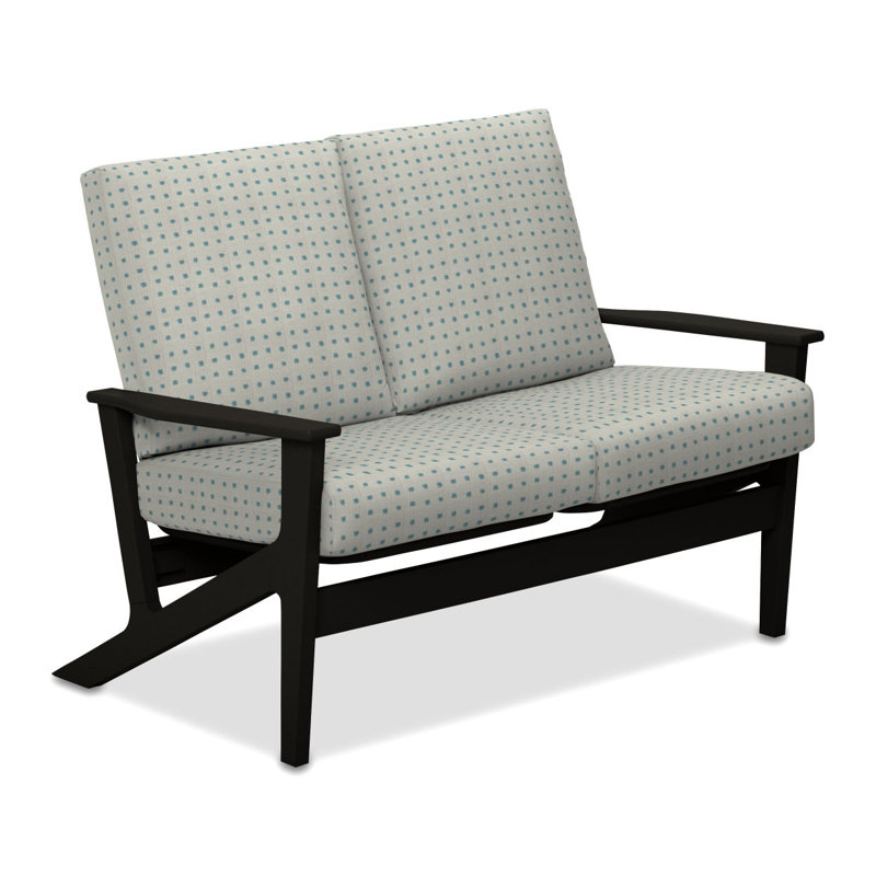 Chrisa 51.5'' Wide Loveseat with Cushions, Kuno Mineral, Textured Black