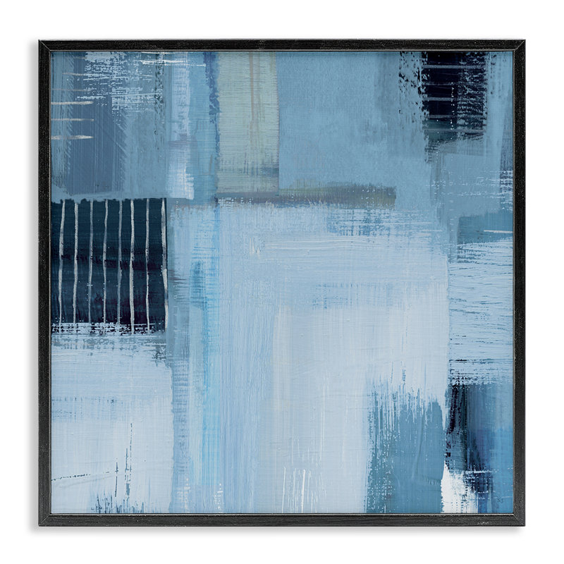  Giclée sur toile à hachures croisées abstraites par Susan Jill, Giclée encadrée noir minuit, H 24 po x l 24 po