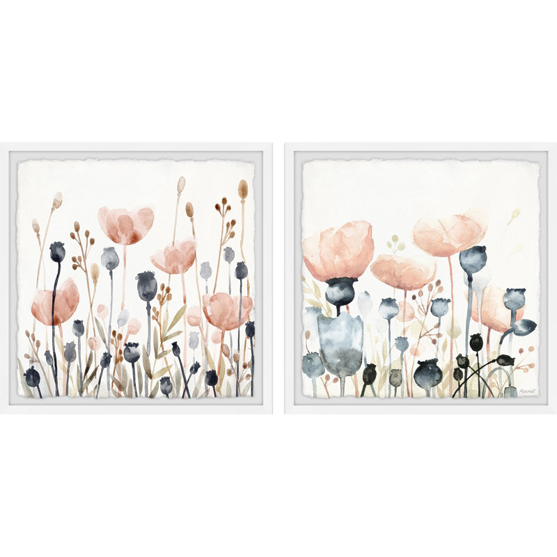 Diptyque d'arbustes en été, H 12 po x l 12 po