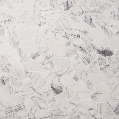 Pictureque Lilac 11.81 In. X 19.68 In. Tumbled Marble Mosaic Floor And Wall Tile (10.71 Sq. Ft. / Case)