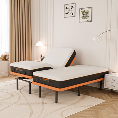 Lit réglable avec matelas de 10 po, télécommande sans fil, contrôle des applications, zéro gravité