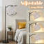 Lampe sur pied à arc avec abat-jour réglable Vintage floral lavande blanc pivoines gris clair Lampe sur pied 3 températures de couleur à haut gradateur avec interrupteur au pied pour la chambre à coucher