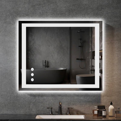UL Certified  LED Bathroom Vanity Mirror with Anti-Fog, Dimmable Front and Backlit Lights, Tempered Glass