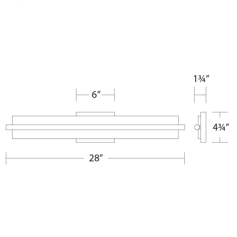 Luminaire de salle de bain à DEL à intensité variable 28 po Razor, Nickel brossé
