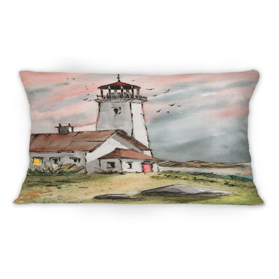 Phare sous un ciel rose gris - Coussin 1