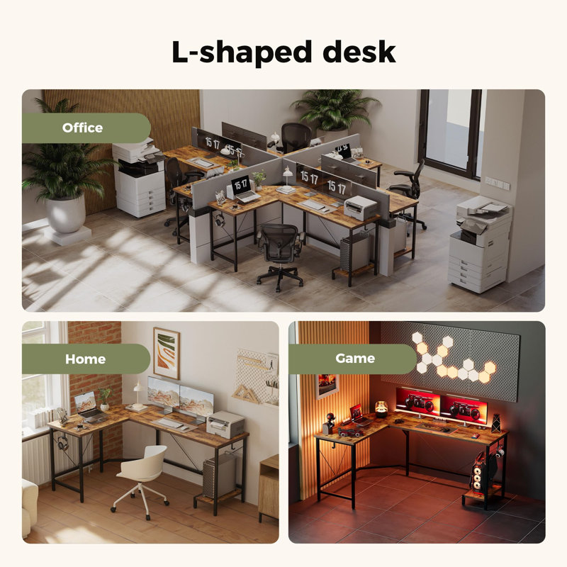 L-Shaped Metal Base Computer Desk