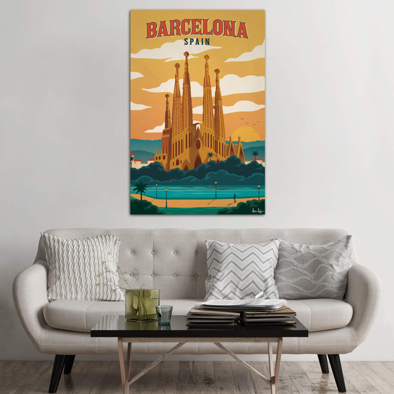 Barcelona 1 Piece Wall Art on Canvas, 66.04 cm H x 45.72 cm W x 1.91 cm D