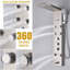 Brushed Nickel Thermostaic Shower Panel Tower Rain&Waterfall Massage System Jet Stainless Steel