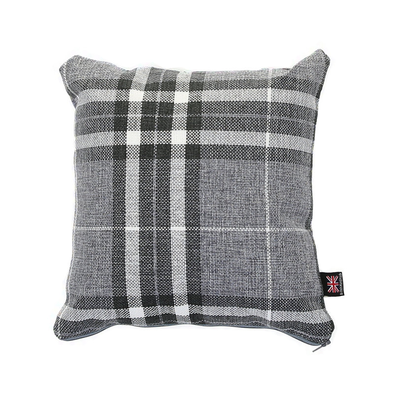 Chagnon Plaid Square Throw Cushion, Light Grey, Large
