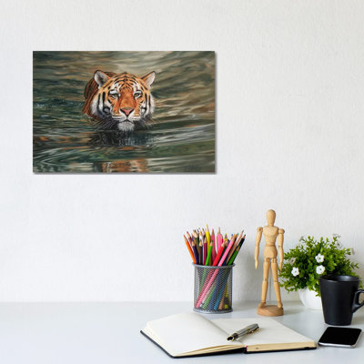 Tiger Water Front by David Stribbling - Wrapped Canvas Painting