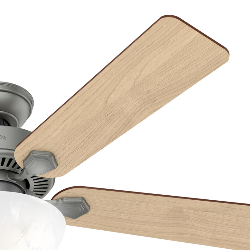 Swanson 52" 5 - Blade Standard Ceiling Fan with Lights and Pull Chain, Matte Silver