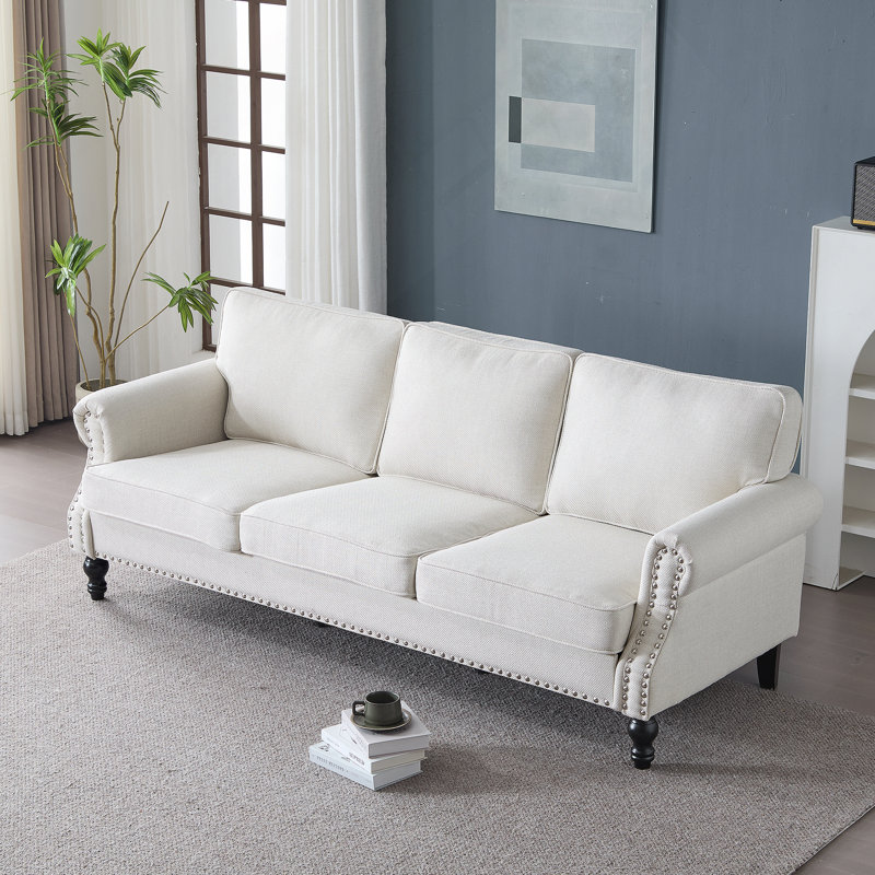 Canapé confortable en similicuir pour le salon, rehaussant l'ambiance de la maison, H 34,25 po x l 82,68 po x P 29,13 po