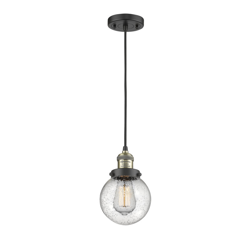 Luminaire suspendu sphère 1 lumière Zarmayr, Grainé, Laiton antique noir, Ampoule non incluse