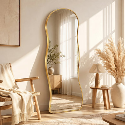 Miroir sur pied irrégulier pleine longueur 63 po x 23,6 po avec pied