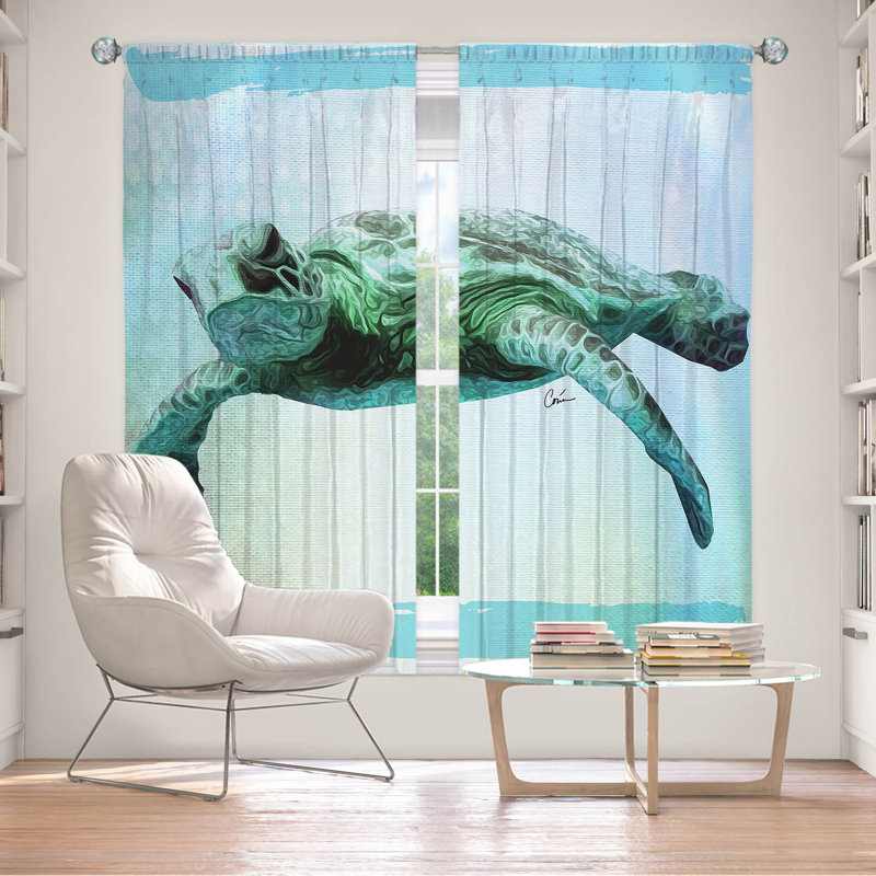 Ensemble de rideaux obscurcissant et isolant avec passe-tringle 7 pièces Corina Bakke - Sea Turtle, L 40 po x L 82 po