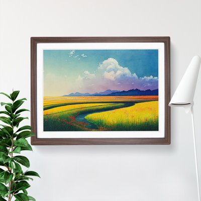 Spring Meadow Landscape View - Framed Print