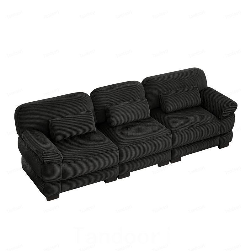 Canapé 3 places Cloud Couch, Velours côtelé - Noir