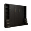 Lit escamotable noir pleine grandeur avec tablettes de rangement et lit mural multifonctionnel pliable pour les petits espaces