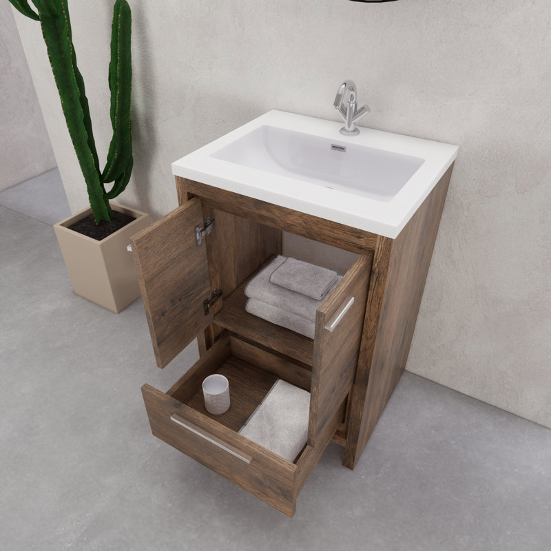 Ensemble de meuble-lavabo simple 23,6 po Eden, Brun foncé