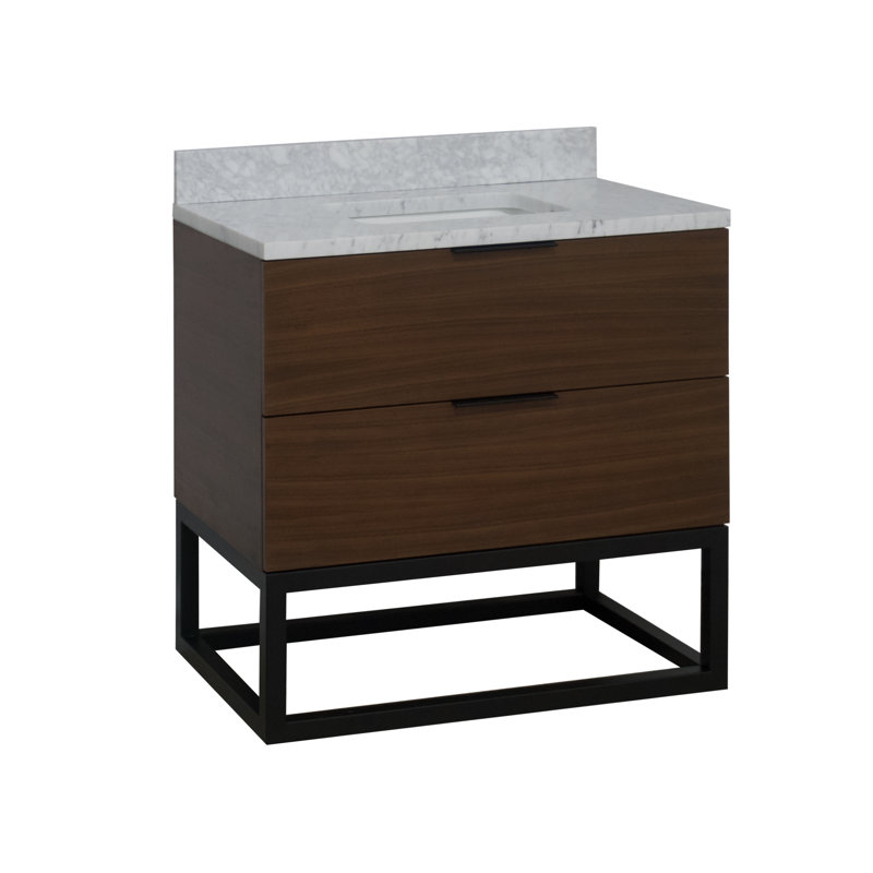 Meuble-lavabo simple autoportant 36 po avec plateau en marbre Chibuzor