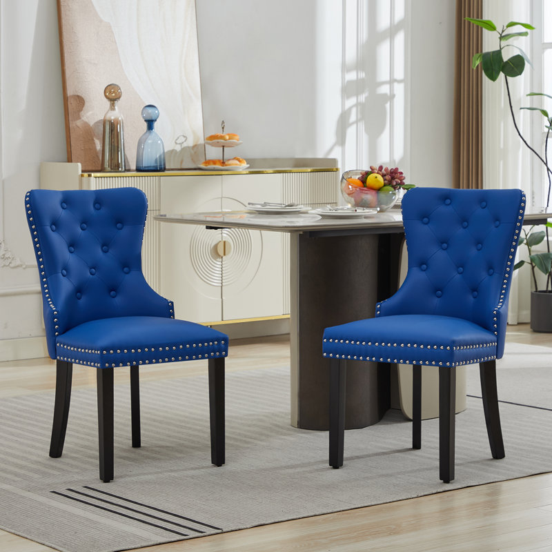 Chaises de salle à manger en polyuréthane avec anneau de traction, Bleu