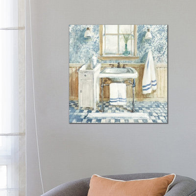 Victorian Sink I Navy 1 Piece Wrapped Canvas Wall Art