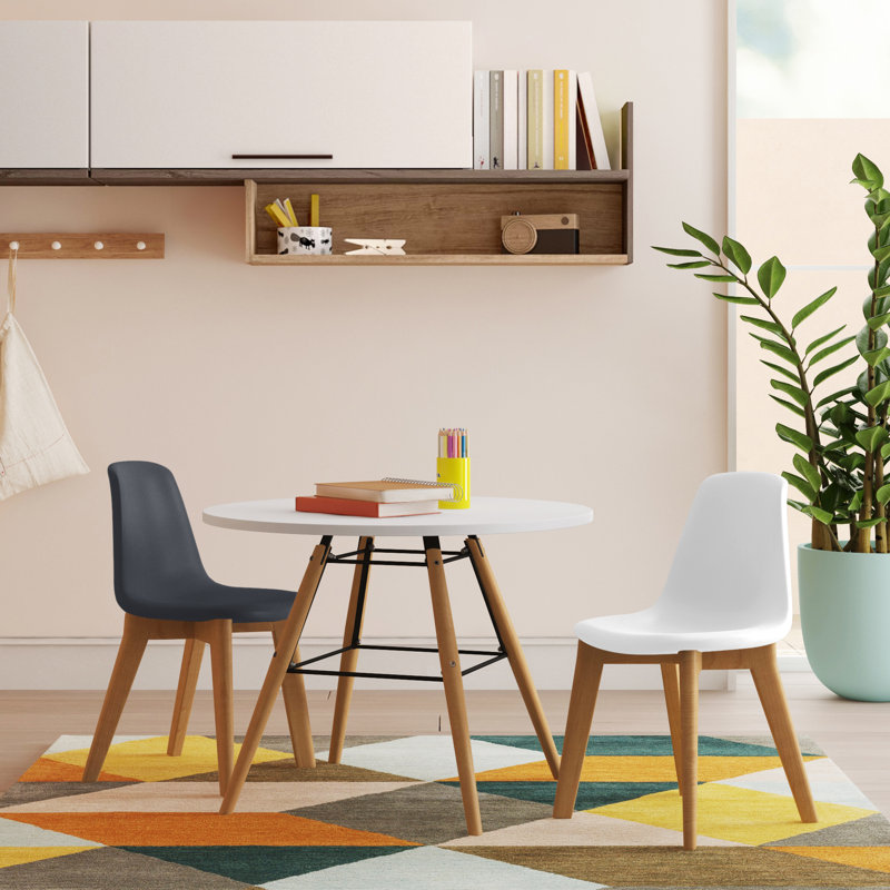 Ensemble de table de jeu et de chaises pour enfants Adalwen, Gris / blanc