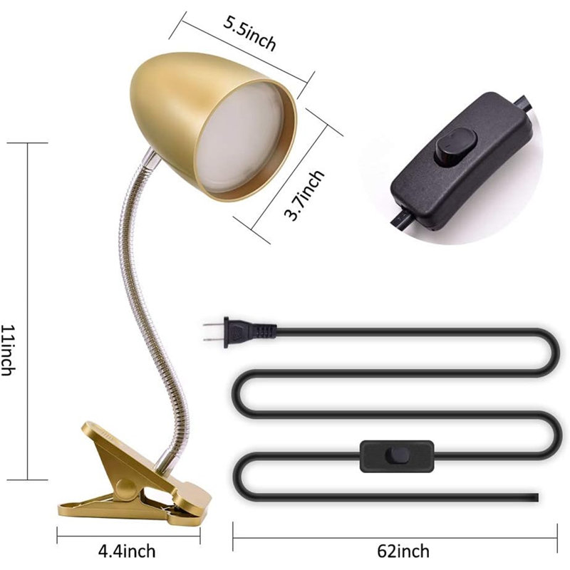 Tindaro Clip On Lamp, LED Eye Protection Desk Lamp