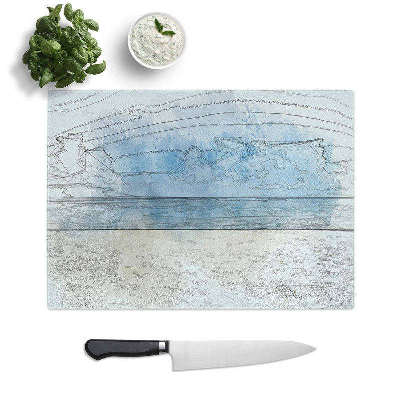 Tempered Glass Beach in Mexico Chopping Board, 39 cm W x 28.5 cm L