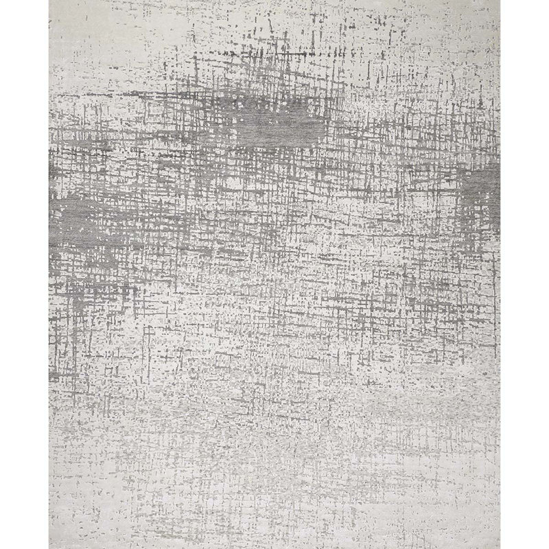 Tapis noué à la main ivoire / gris, Rectangle de 2 pi x 3 pi