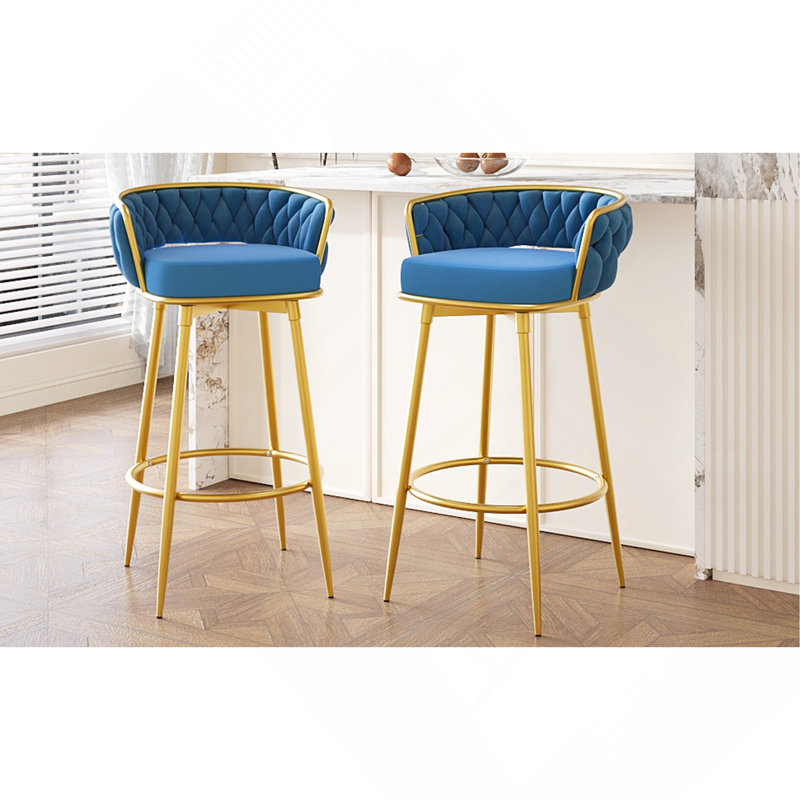 Cecilia  Upholstered Swivel Bar Stool, Blue