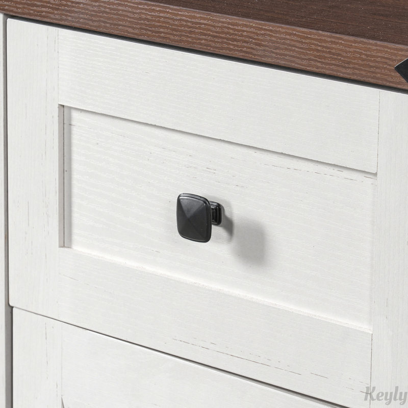 Armoire réfrigérée de style champêtre avec prise électrique et espace de rangement, Walnut/White