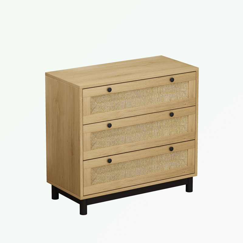 Brandson 30.31 Storage Cabinet with 3 Drawers, Oak