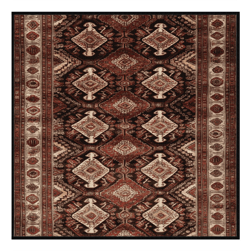 Tapis brun lavable à la machine, Carré 5 pi