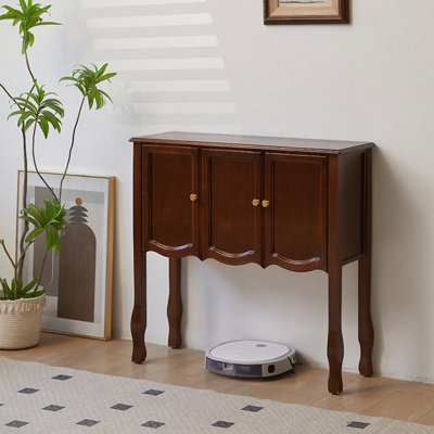 Console rectangulaire en bois massif noyer