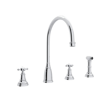 Georgian Era Double Handle Kitchen Faucet With Accessories