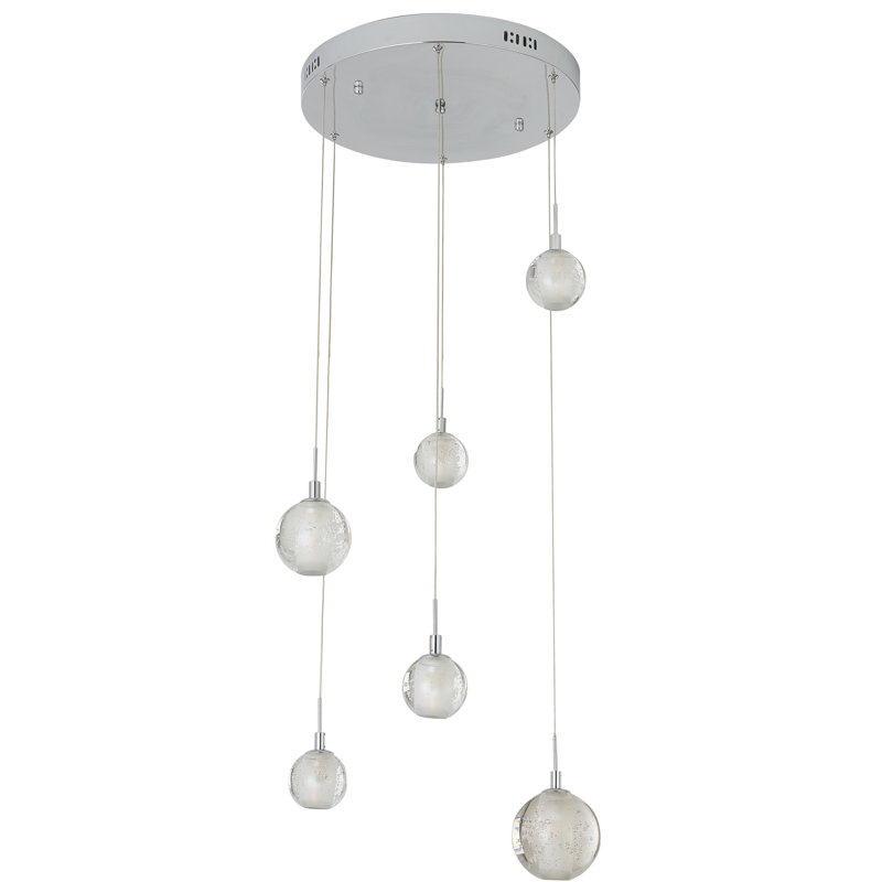Luminaire suspendu chromé à 6 lumières Brandyn