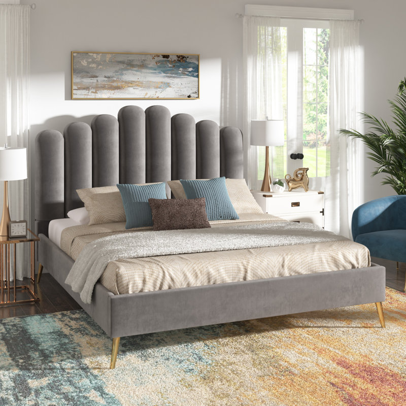 Vilkina Upholstered Metal Platform Bed, King 88.5"(W) x 82.0"(D) x 60.0"(H)