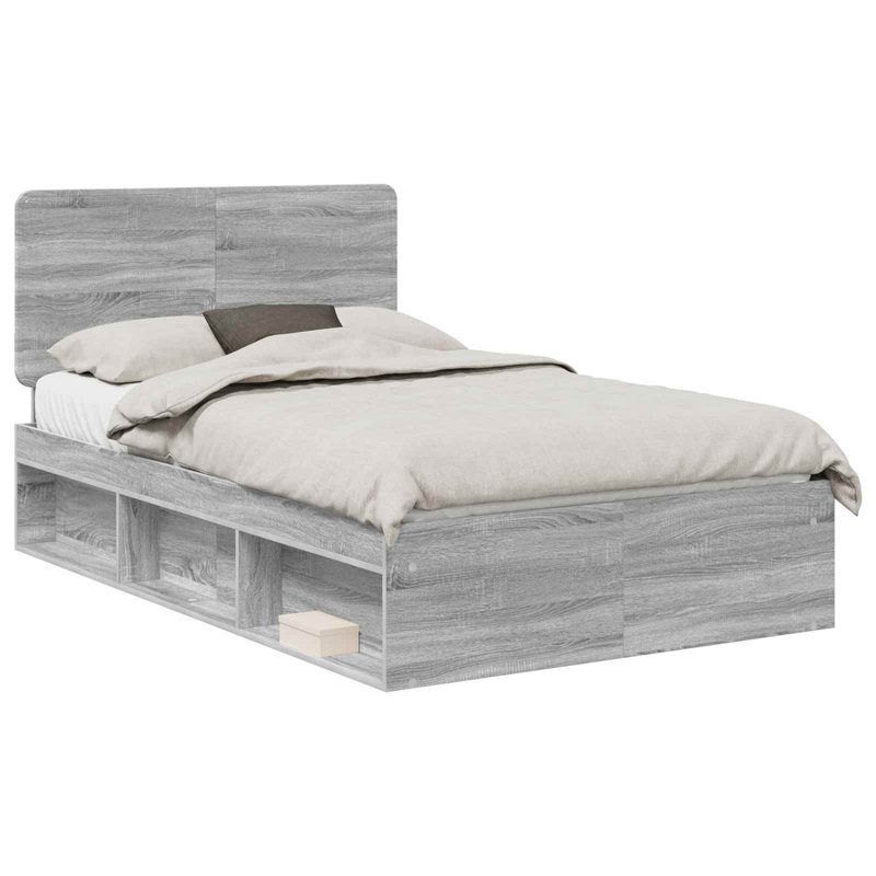 Solid Wood Bed, Kingsize (5'), Grey Sonoma