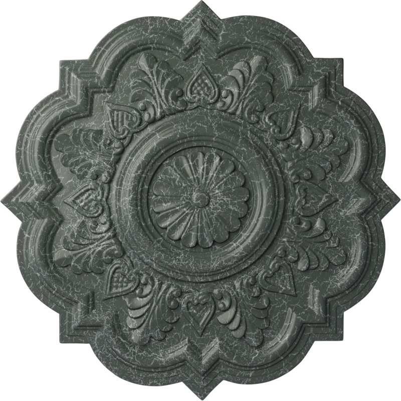 Médaillon de plafond Endurathane Raynor, DE 20 5/8 po x P 1 3/8 po (convient aux auvents jusqu'à 6 po), pot peint à la main de fini craquelé crème