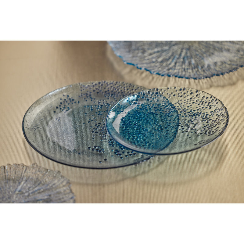 Assiette à salade ou à dessert en verre 8,25 po Berkane, ensemble de 6, Bleu