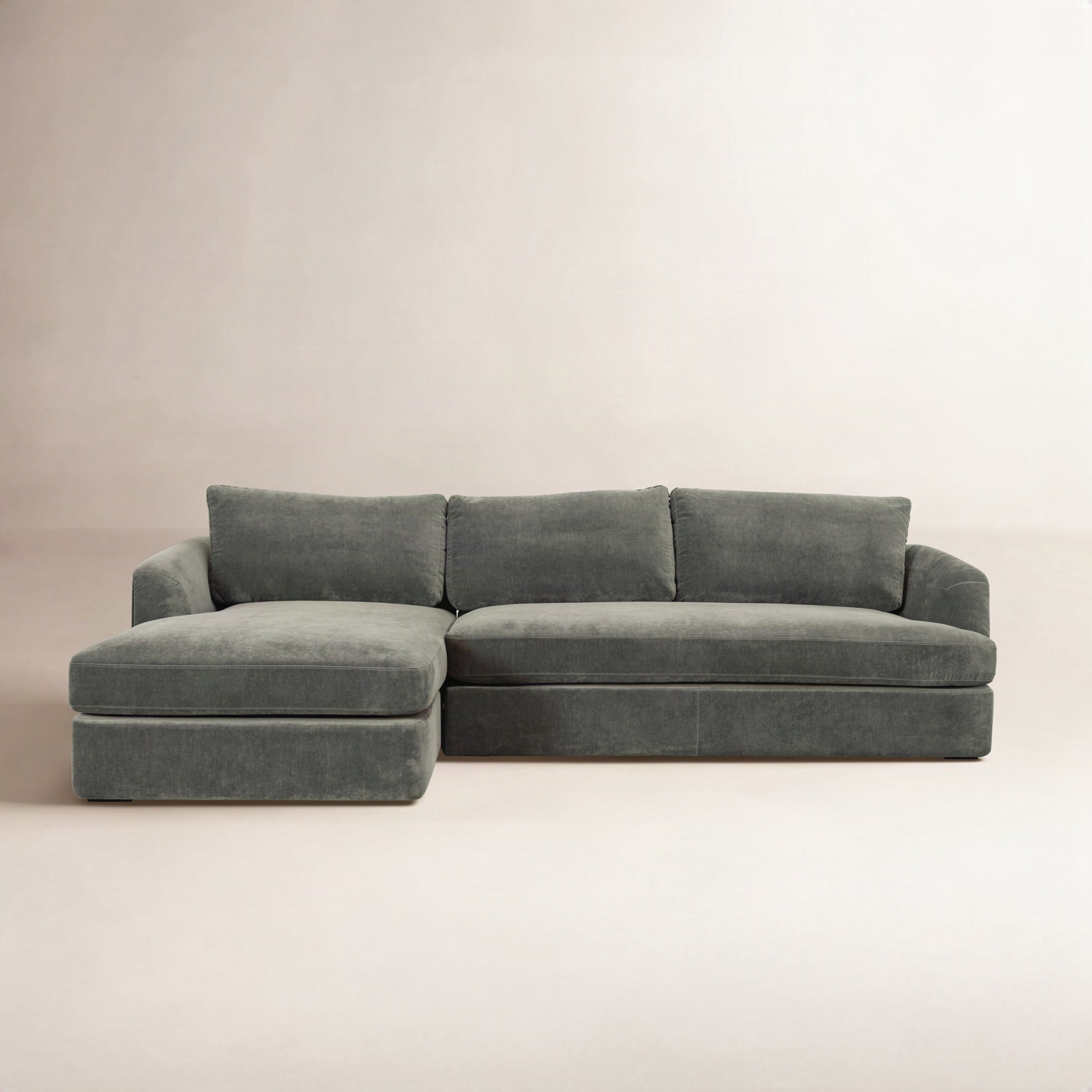 Alameda Velvet Sofa and Chaise, Left Hand Facing, Juniper Velvet