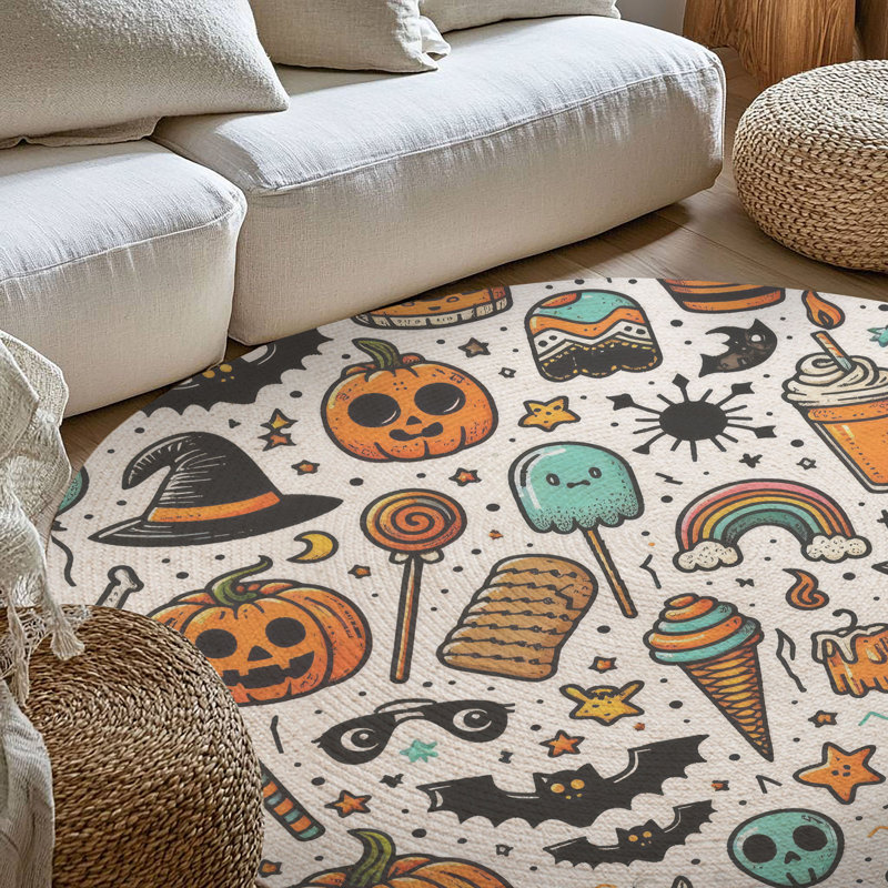 Tapis tressé Happy Spooks, Rond 5 pi