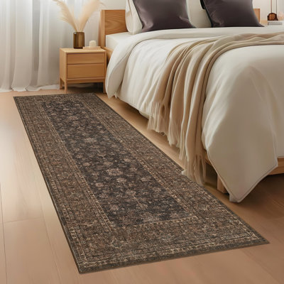 Tapis lavable rétro avec envers antidérapant en TPR, tapis oriental traditionnel, revêtement de sol pliable à poils courts et doux, tapis imprimé sans perte de poids pour le salon, la chambre à coucher et la chambre de bébé