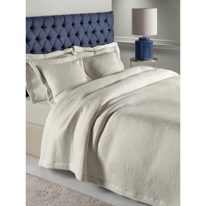 Aquavia Cotton Blend Solid Colour Bedspread, Linen, 250 x 270cm Bedspread